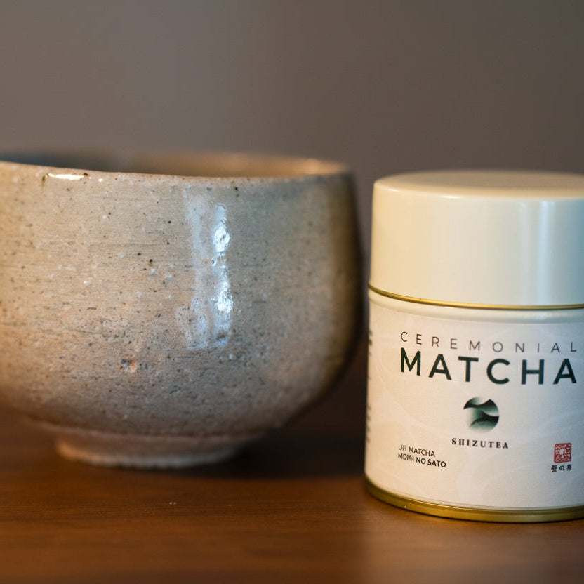 SUMI (澄美) Matcha Bowl + Two Cans of Hijiri no Sato Matcha
