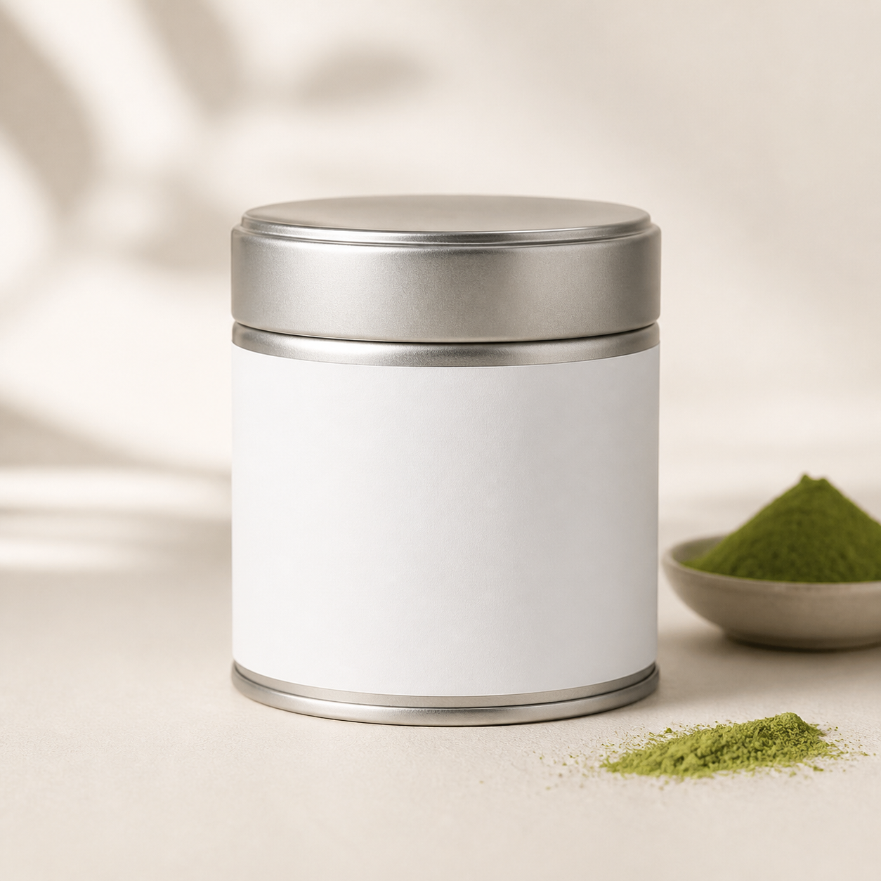 Blank private-label matcha tin